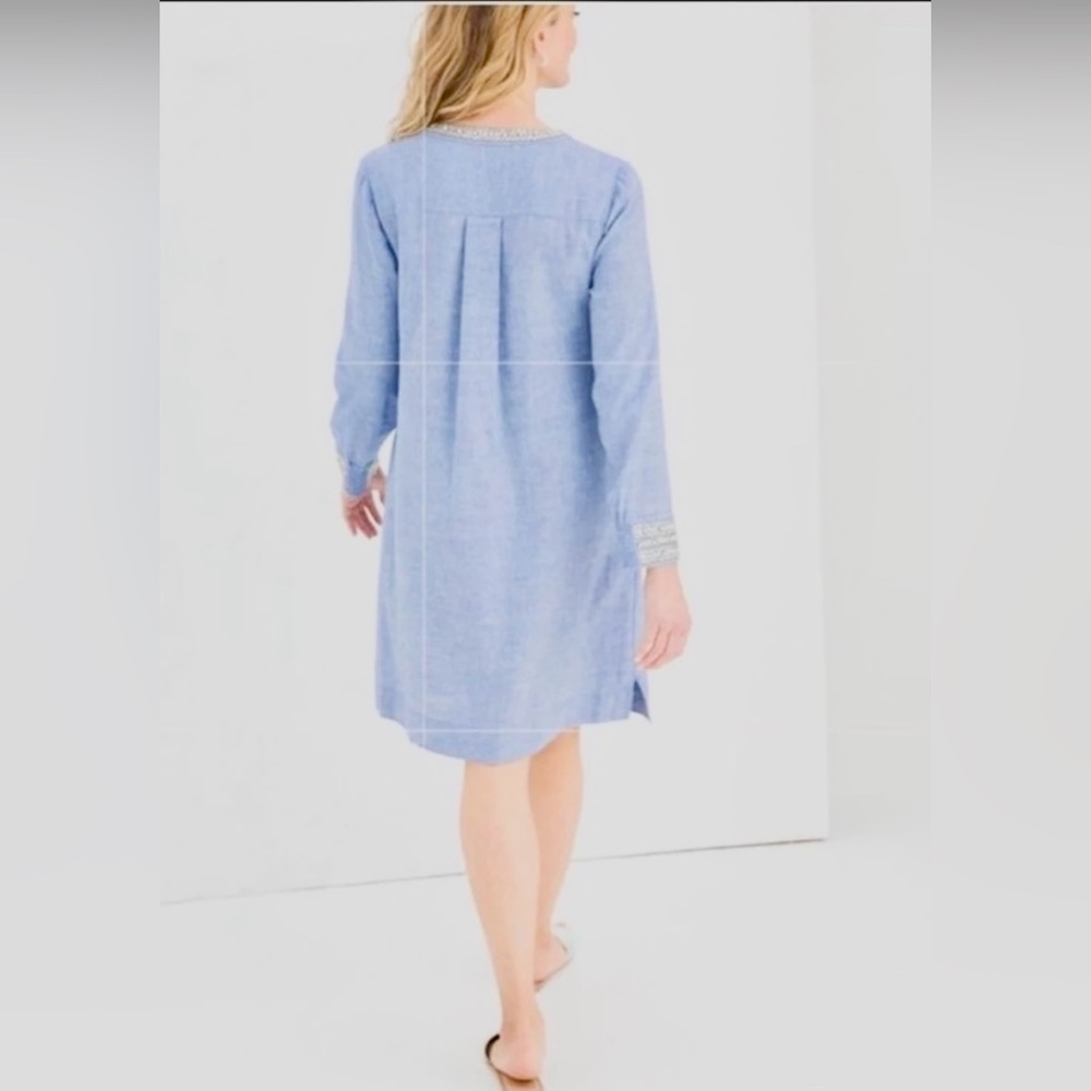 Chico’s ✨ Beaded Linen-Blend Dress ✨ Chambray Blue ✨ Size 3/XL - Picture 14 of 16